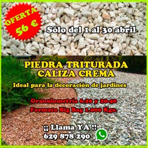 Oferta piedra caliza triturada para decoración de jardines. Viveros Coronado en Navalcarnero (Madrid)