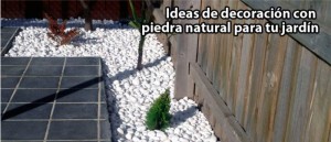 Decoración de jardines con piedra natural triturada y rodados blancos. Viveros Coronado en Navalcarnero, Madrid